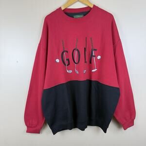 Vintage Clubfellow Men’s XL Golf Sweatshirt – Red & Black, Embroidered Design